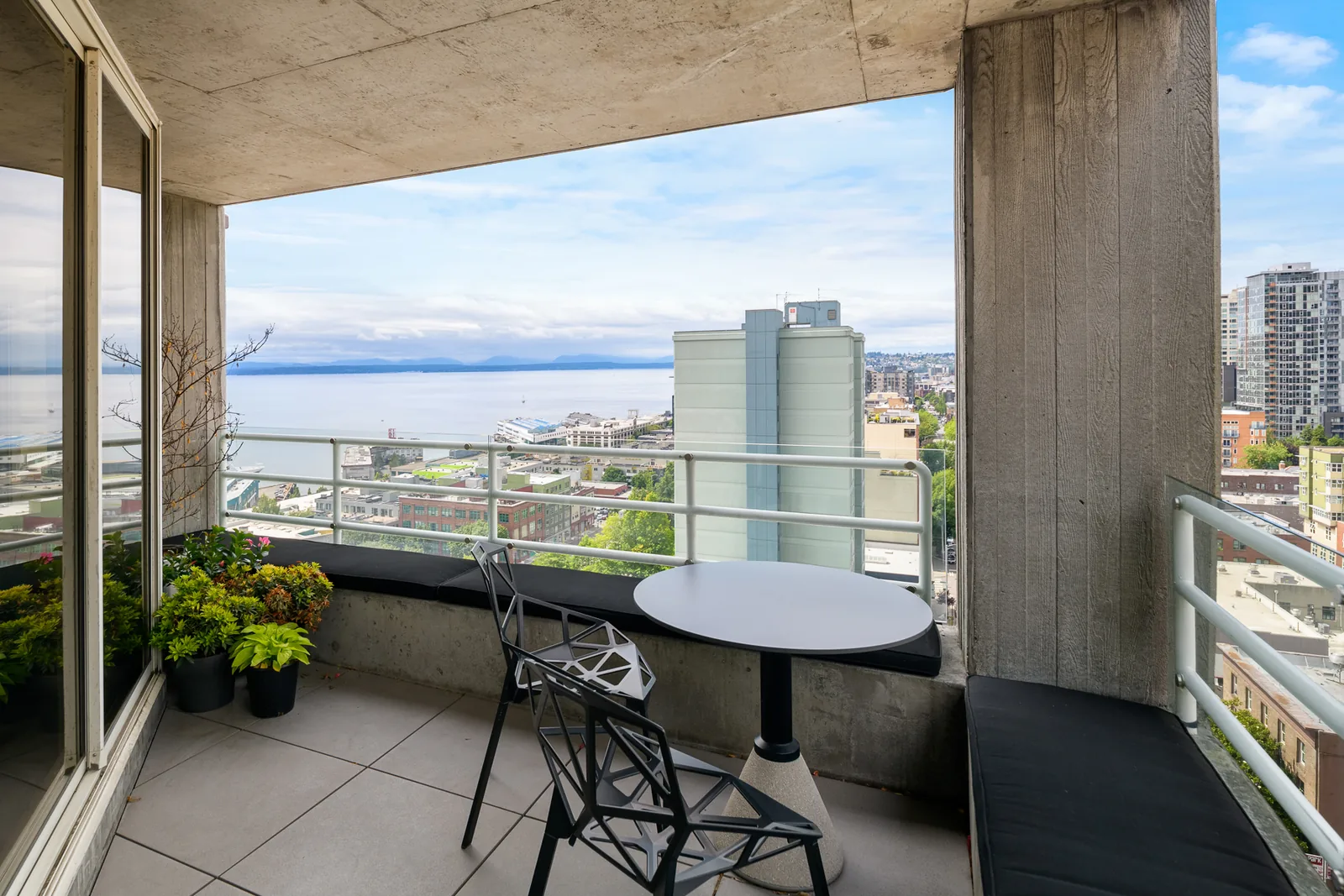 Covered terrace facing Puget Sound